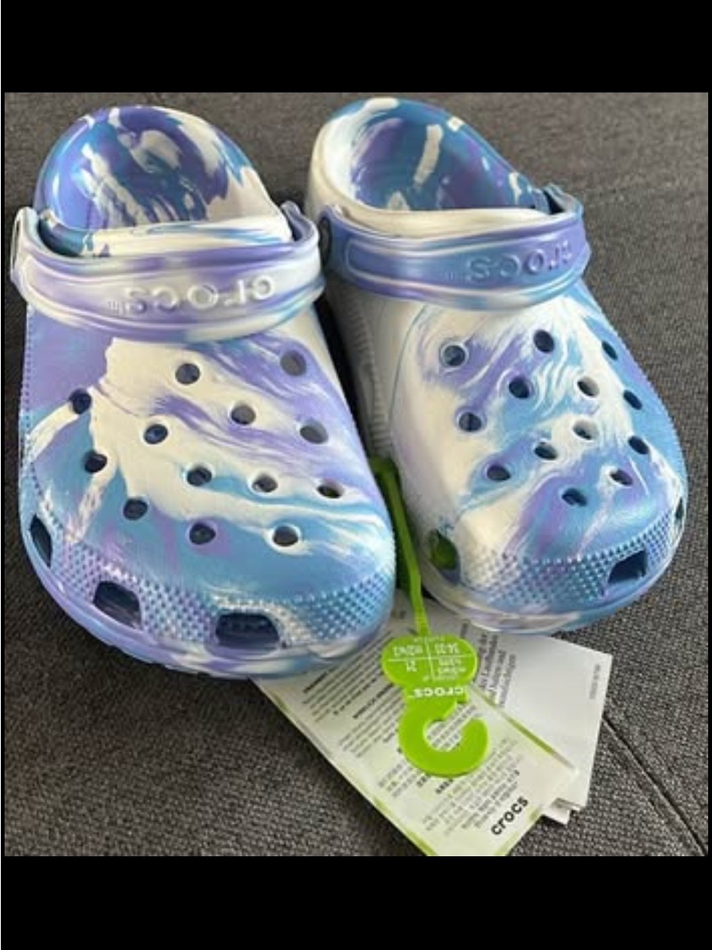 Crocs classic marbled blue purple white new w tags mens size 3 women’s 5